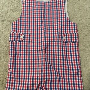 Little English Blue & Pink Checkered Overalls